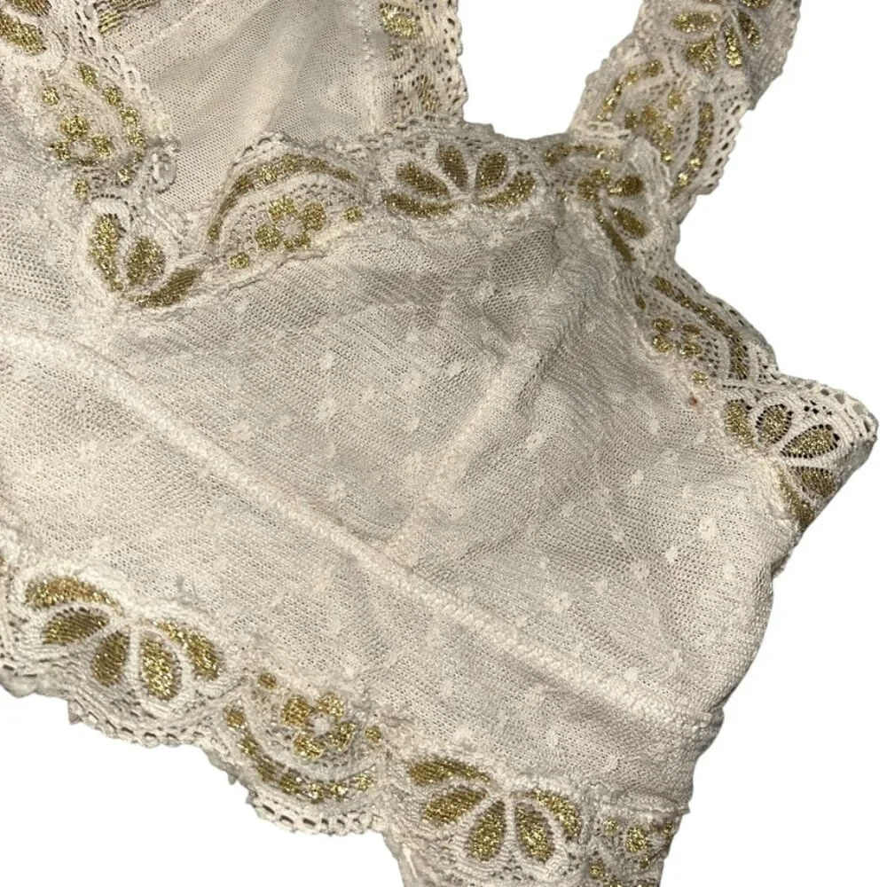 Free People Intimately ivory lace trimmed racer back bra top XS